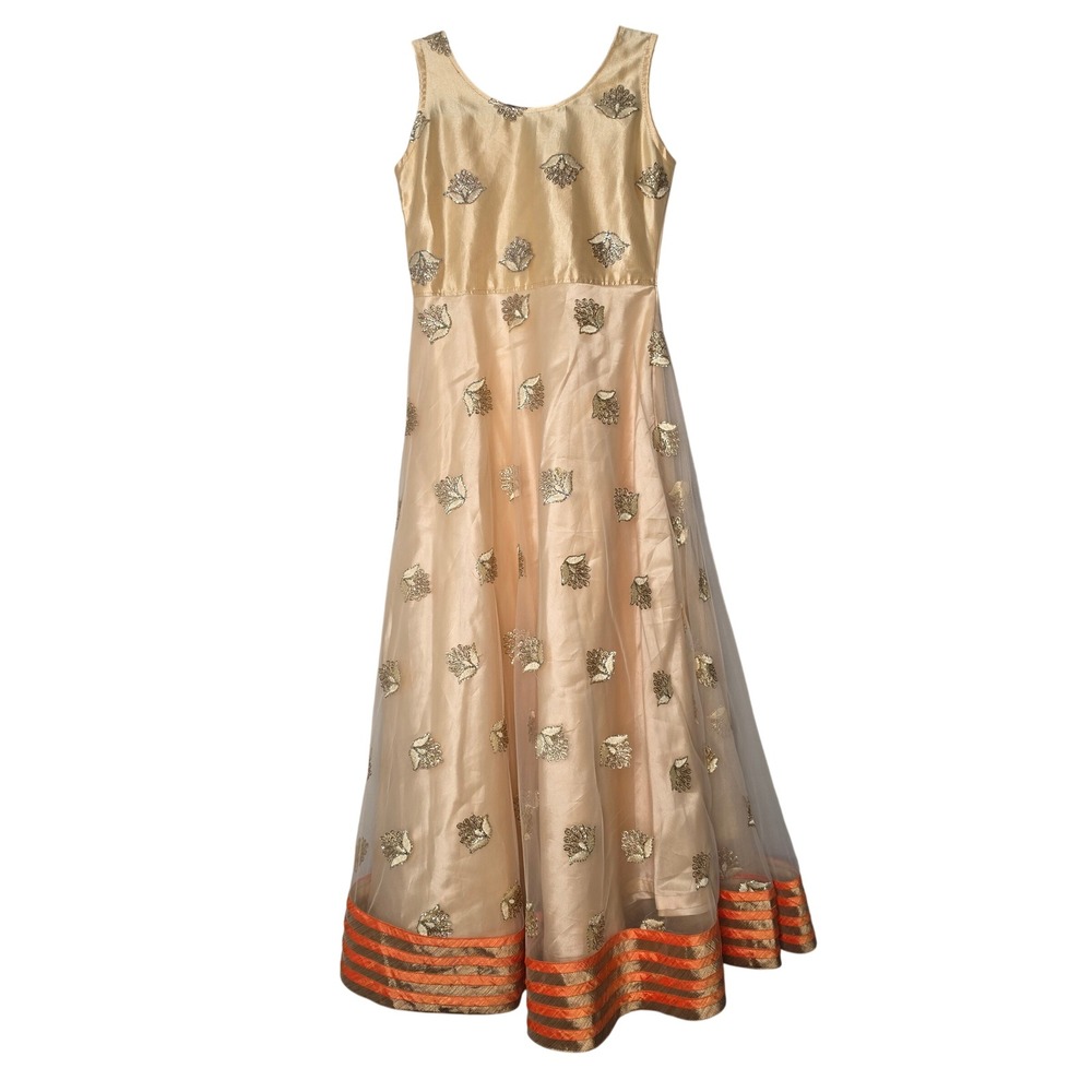 Amrit Kashish Dress Girls 30 Gold Anarkali Gown Indian Ethnic Embroidered Formal